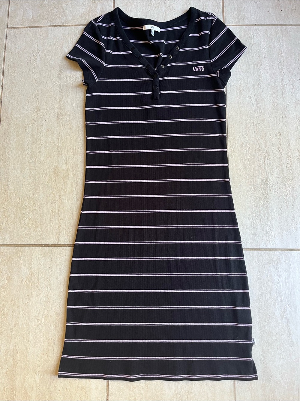 Vans Stripe Midi Dress Black Purple Skater Girl Indie Casual Size L